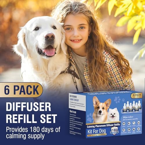 Dog Calming Diffuser Refills 6 Pack Pheromone Appeasing Pet Pheromones Refill 48ml to Calm, 6-Pack, 48ml