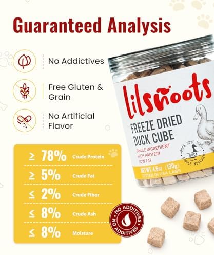 Freeze Dried Duck Cube Treats for Dogs, Cats, 4.6oz