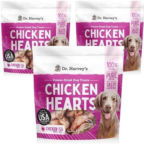 Dr. Harvey's Freeze-Dried Chicken Hearts Dog Treats, 7 oz (3-Pk)
