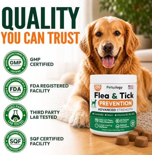 Flea and Tick Prevention for Dogs Pills - 250 Chews - Flea & Tick Control