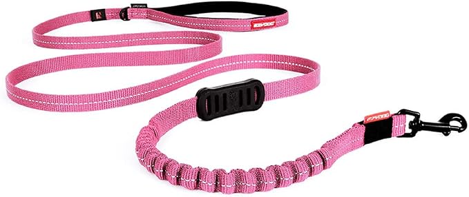 EzyDog Zero Shock Lite - Bungee Dog Leash, for Small Dogs - 72", Pink | Shock Absorbing, Padded Neoprene Grip, Reflective Stitching, Strong for Pullers, .5" Soft Touch Webbing for Durability