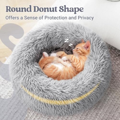 rabbitgoo Calming Cat Beds for Indoor Cats, 20 inches, Light Grey