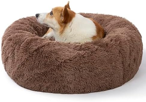 SAVFOX Calming Donut Dog Bed, 30", Brown