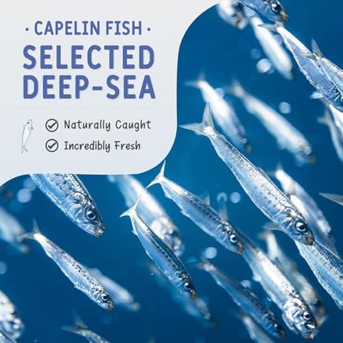 Wild-Caught Freeze Dried Capelin for Cats & Dogs (2.47oz/70g) - Loaded with Crunchy Roe, 100% Whole Fish, Rich in Omega-3 for Skin & Coat, High-Value Grain-Free Training Treats