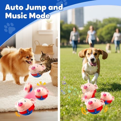Interactive Dog Toys, 2025 New Active Moving Pet Plush Toy, Rechargeable Squeaky Dog Ball Toy with Talking Sound, Washable Cartoon Pig Plush Toy for Dogs Puppies (Blue)