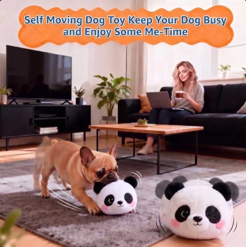 Interactive Dog Toy, 3 Modes Bouncing Talking Squeaky Dog Toy(Panda) | Cozisvoker Electric moving dog toy with Automatic Bouncing, Singing and Recording Functions for Small Medium Large Dogs
