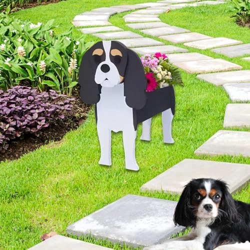 Cavalier King Dog Planter Pots, Animal Shaped Flower Pot