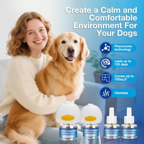 Dog Calming Pheromones Diffuser 6 in 1 Kit Appeasing Pheromone Diffuser to Calm (2, 4-Pack, 6 in