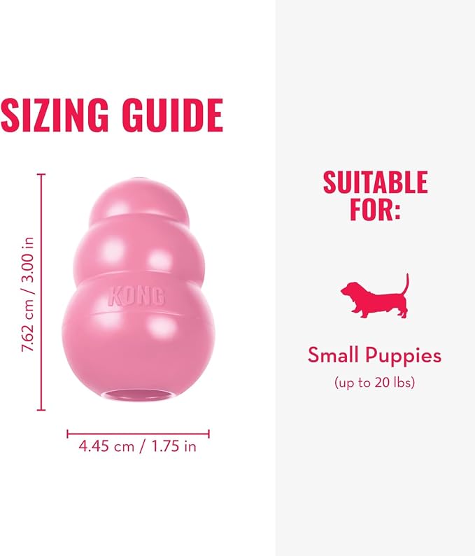 KONG - Puppy Toy Natural Teething Rubber - Fun to Chew, Chase and Fetch - for Small Puppies - Pink (Pack of 4)