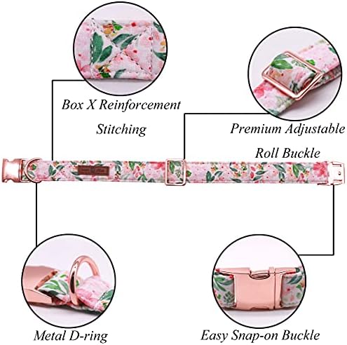 Lionet Paws Dog Collar with Flower, Soft and Comfortable, Adjustable Collar for Large Dogs Girl, Neck 16-24 inches