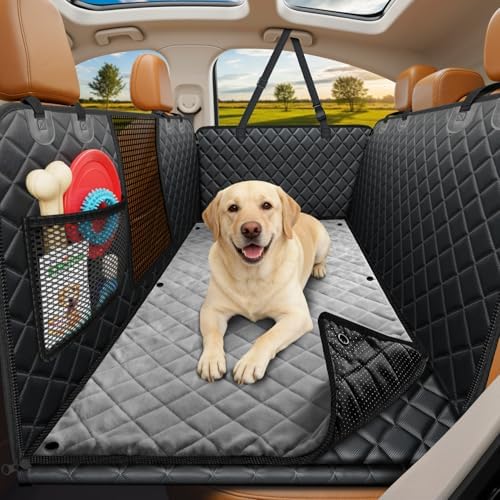 URPOWER Hard Bottom Dog Car Seat Cover - Back Seat Extender with Blanket