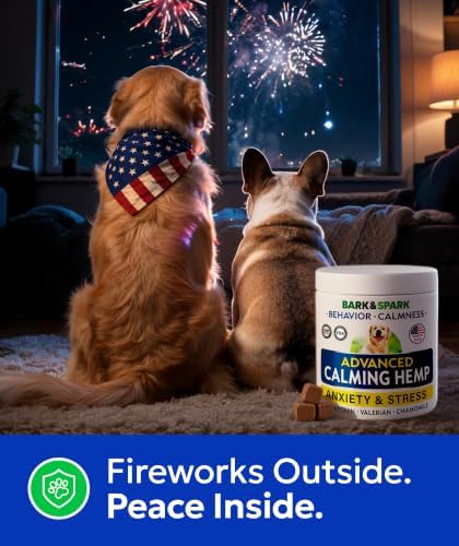 BARK&SPARK Advanced Calming Hemp Treats for Dogs, Melatonin, 180 Chews