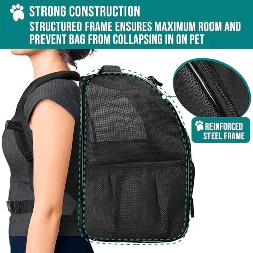 PetAmi Dog Backpack Carrier, Airline Approved, Black
