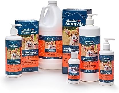 Alaska Naturals – Wild Alaska Salmon Oil Formula Dog Food Topper – EPA and DHA Omega-3 - Supplement for Healthy Skin, Shiny Coat – Made in The USA – 15.5 oz. Pump Bottle