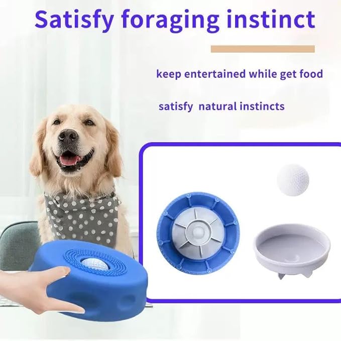 Slow Feeder Dog Lick Bowl with Rolling Ball,Anti-Slip Silicone Puzzle Feeder for Liquid Treats,Bone Broth,Yogurt,Wet Food,Anxiety Relief Enrichment Lick Toy for Large Medium Small Dogs & Cats (Black)