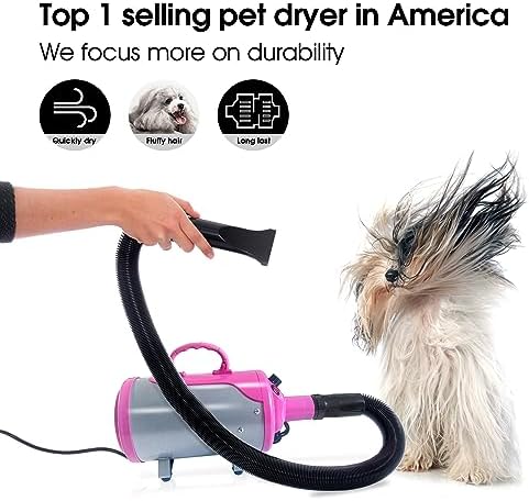 SHELANDY Groomer Partner Pet Hair Force Dryer Dog Grooming Blower with Heater (Pink)