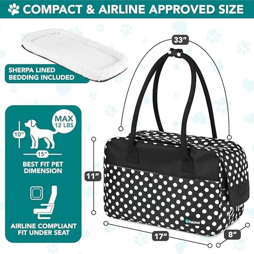 PetAmi Small Dog Purse Carrier with Pockets, Airline Approved, Polka Dot