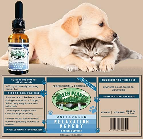 Green Planet Hemp | Free Toy | 1000MG Organic Tincture | Pet Hemp Oil for Dogs and Cats | 100% Natural and Non GMO | Offers your Pet Hip, Joint, and Muscle Support | Aids with Anxiety,Stress, and Pain