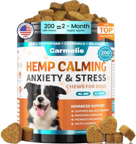 Hemp Calming Chews for Dogs Anxiety and Stress Relief with Melatonin, 200-Pack, 200ct