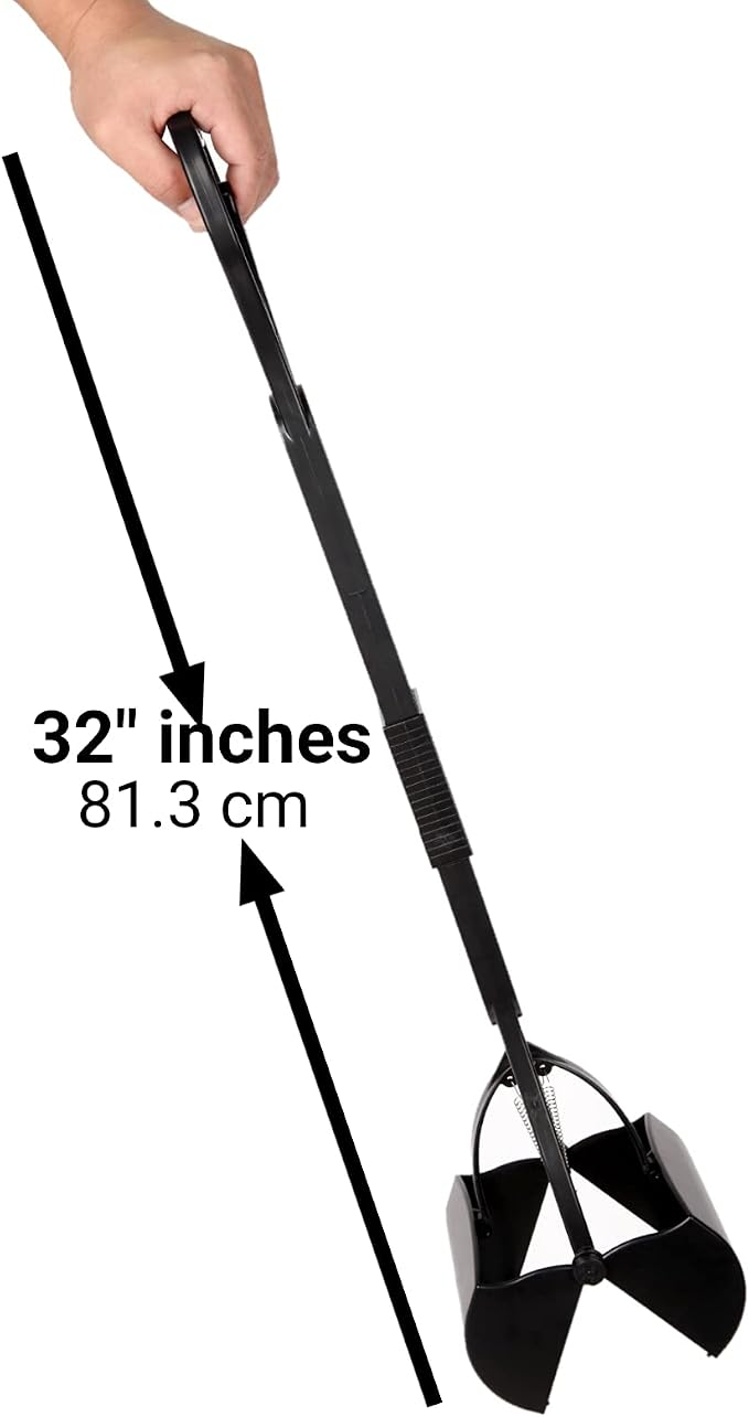 Mr. Peanut's 32" Tall Profile Pooper Scooper, ABS Plastic Frame & Waste Bin with Double Spring Clamp, Lightweight Design, Simple One Click Assembly