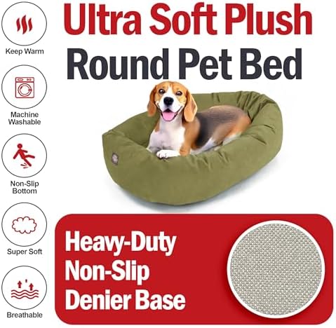 Majestic Pet Suede Calming Dog Bed, 32 Inch Medium, Washable, Sage