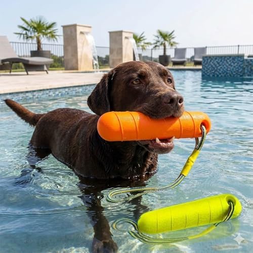 Dog Water Toys (2 Pack) - EVA Floating Dog Training with Rope Handle | Dog water toys made of floating EVA foam Durable dog pool toys with rope handles Perfect floating dog toys for fetch