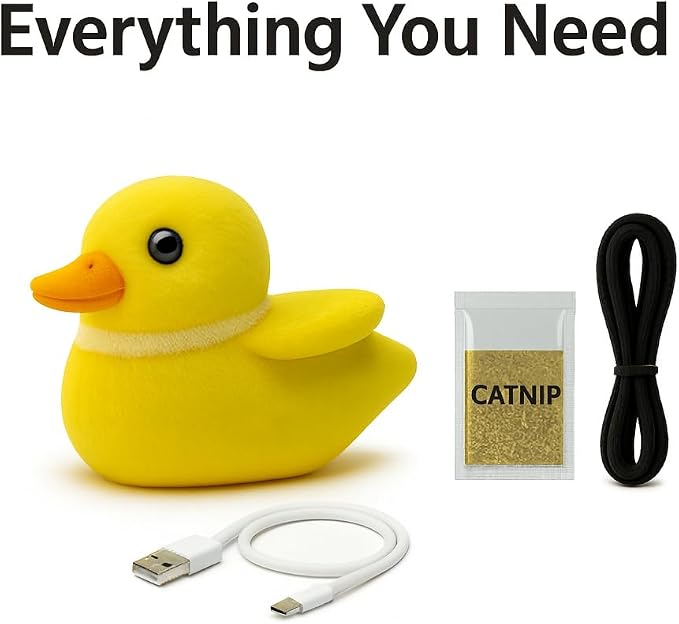 Flapping Wings Cat Toys - Interactive Squeaking Catnip Toys for Cats with Real Chirping Duck Sound - Fun Kitty Kitten Catnip Toys for Cat Exercise - Plush Duck