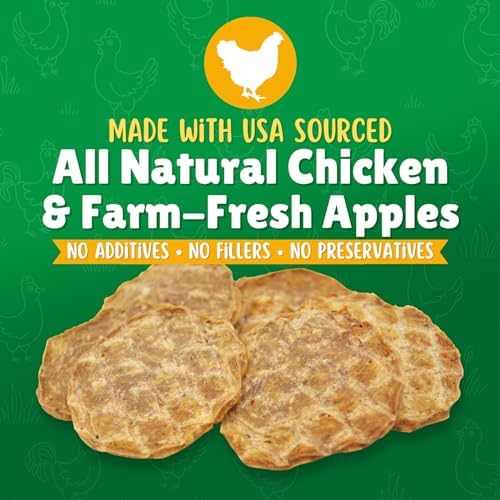 Lucky Premium Treats Chicken & Apple Lucky Chips for Dogs – Healthy Chicken Dog Treats Made in USA – 2 Ingredient Chicken Jerky Dog Treats – 12 oz Bag
