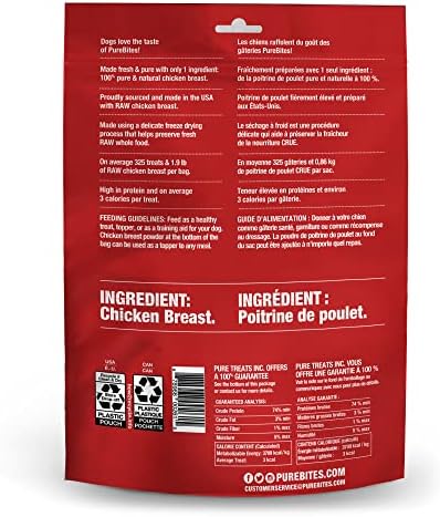 PureBites Chicken Single Ingredient Freeze Dried Dog Treats, 8.6 oz