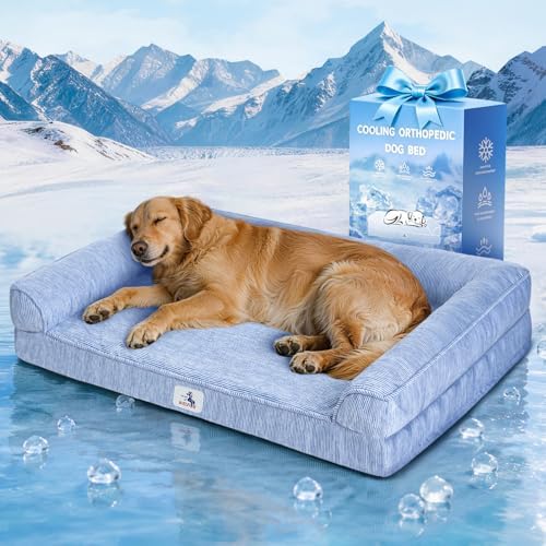 Cooling Dog Bed Orthopedic for Large Dogs ＆ Instant Chill ＆Egg Crate Foam