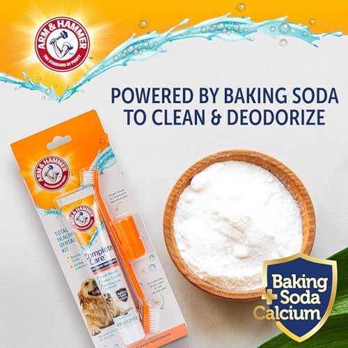 Arm and Hammer Complete Care Dog Dental Kit, Chicken Flavor, 2.5 Oz | Enzymatic toothpaste, toothbrush, and finger brush with baking soda and calcium for plaque and tartar control