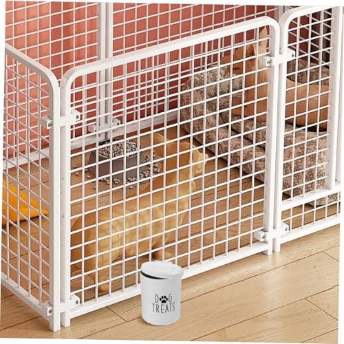 KICHOUSE Metal Dog Food Storage Container Dog Treat Station Air Tight Dog Treat Canister, iron, White
