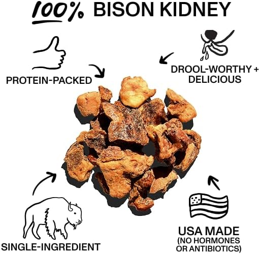 Spot & Tango Bison Kidney Bites Dog Treats - Single Ingredient, 100% Bison Kidney - Freeze-Dried Snacks - Grain & Gluten-Free - USA-Made - for Small, Medium, and Large Dogs