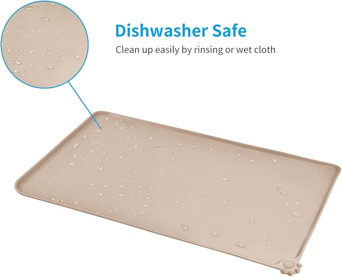 AUDWUD Silicone Waterproof Pet Feeding Mats,Anti Slip Bowl Pad, Dog Mat for Food and Water