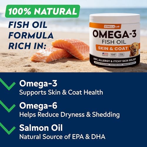 Omega 3 for Dogs - Fish Oil Skin & Coat Supplement, Itch & Allergy Support