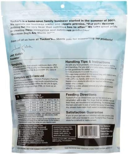 Tucker's Raw Frozen Freeze Dried Raw Dog Food, Chicken & Pumpkin Formula 14oz