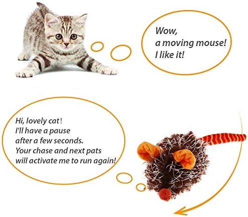 Gigwi Automatic Moving Cat Mouse Toy, Interactive Squeaky Toy for Cat Play | Electronic Cat Mice Toy with Furry Tail, Orange Color Motion-activated Cat Chase Toy, Great for Indoor &Outdoor Exercise Play