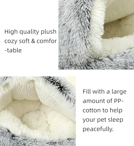 Calming Dog Cave Bed, Small, 20" D, Grey