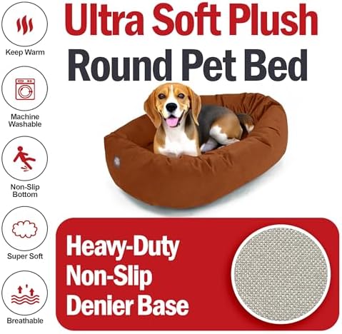 Majestic Pet Suede Calming Dog Bed, 32 Inch Medium, Washable, Rust