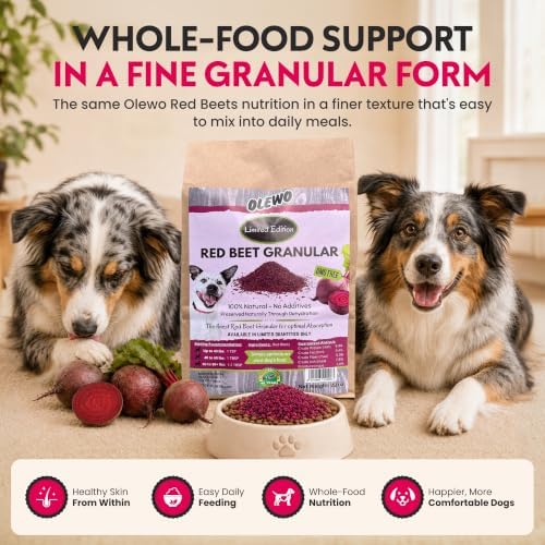 Olewo Red Beets Granular Dog Food Topper – Skin & Coat Support, 22 oz