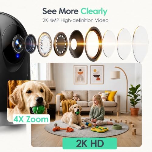 YOTON 2K Indoor Camera, 5G Wi-Fi Baby Monitor Pet Camera w/Motion Tracking