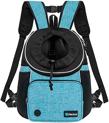 PetAmi Front Carrier Backpack, Adjustable Chest Carrier, Max 10 lbs, Teal Blue