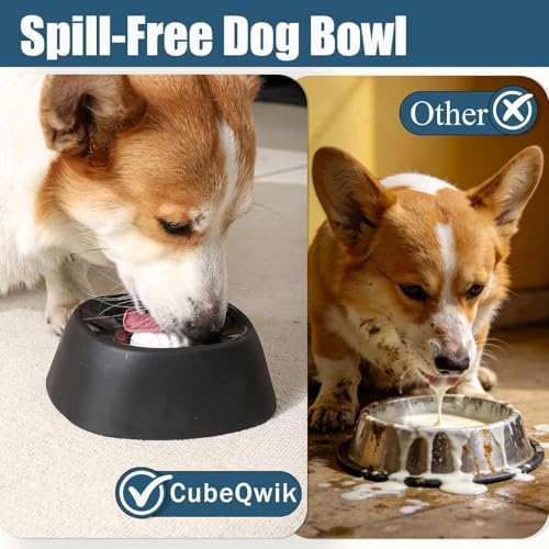 Dog Lick Bowl with Rolling Ball, Slow Feeder & Dog Enrichment Toy | Slows dogs' licking, protects their teeth, reduces bloat & restlessness. Holds ¾ cup. Food-grade rubber, rinses clean.