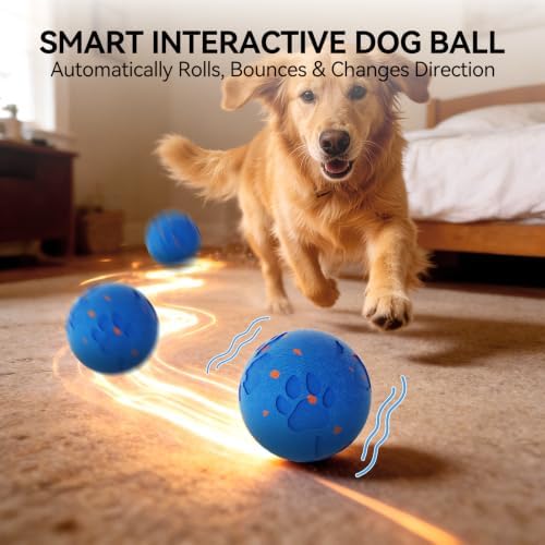 Interactive Dog Ball,Random Path Electric Moving Dogs Toy | Motion-Activated Automatic Rolling Interactive Dog Toy, USB-C Charging, 2 Modes, For Medium/Large Dogs