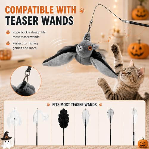 Flying Bat Dog Toy, Flying Bat Toy for Dogs, Flapping Bird Interactive Cat Toy, Cute Flapping Wings Electric Teasing Cat/Dog Toy, Hanging and Ground Play (1Pc)