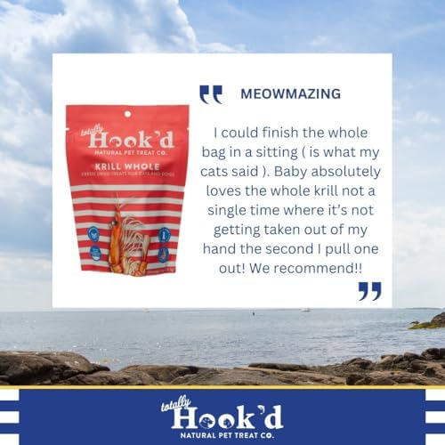 Totally Hook'd Freeze‑Dried Single‑Ingredient Treats, High‑Protein Omega-3 Training Snack for Dogs & Cats (1 Ounce, Krill)