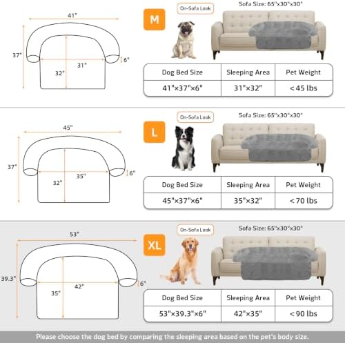 GGIB Calming Dog Bed Fluffy Plush Dog Mat for Furniture Protector with Removable Washable Cover for Large Medium Small Dogs and Cats (Extra Large (53x39.3x6), Grey)
