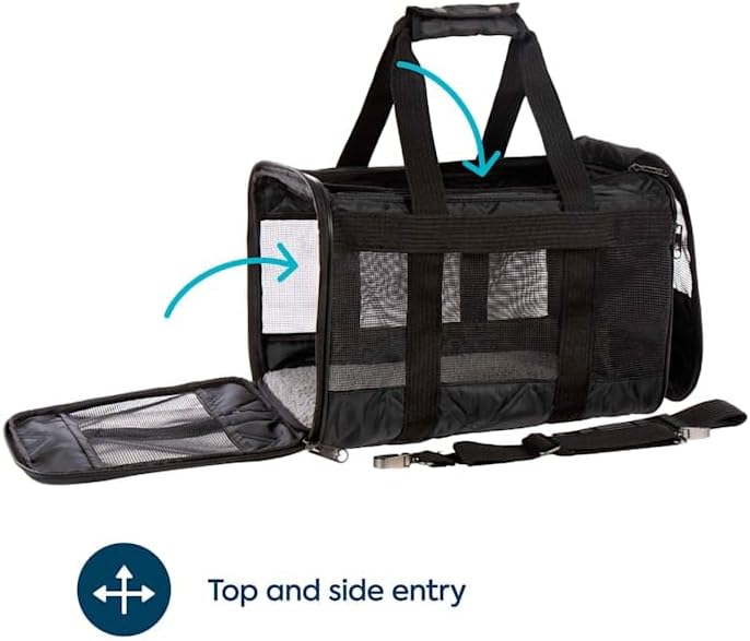 Sherpa Deluxe Guaranteed On Board Soft-Sided Dog & Cat Carrier, Black, Medium