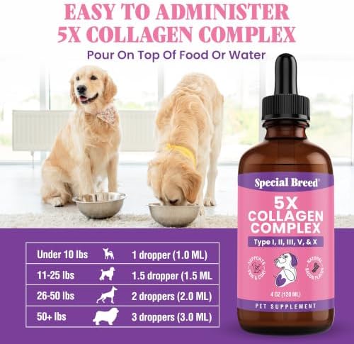 Premium Collagen for Dogs - Liquid Support for Joints, Skin, Coat, Bone, Immune System & HIPS - Collagen Supplement - Made in USA - Bacon Flavor - 4oz