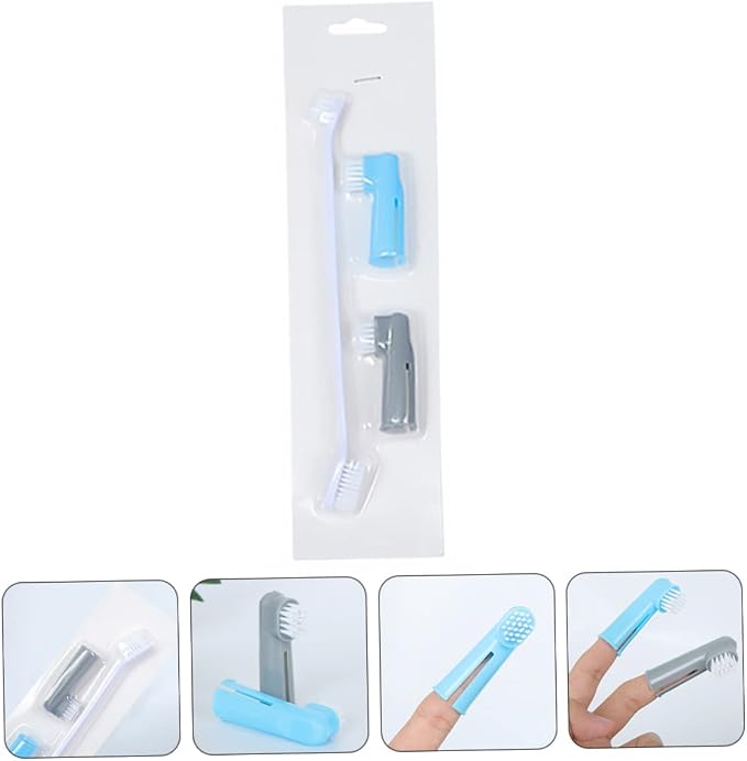 Hemoton 3pcs Pet Toothbrush Professional Dog and Cat Teeth Cleaning Kit Finger Brushes for Gentle Oral Care and Safe for Gums and Teeth